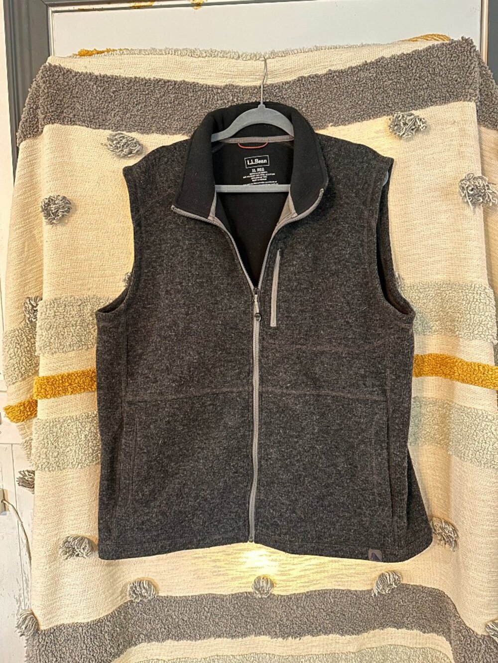 L.L. Bean Men’s Wool-Blend Full-Zip Sweater Fleece Vest - Charcoal Gray XL REG